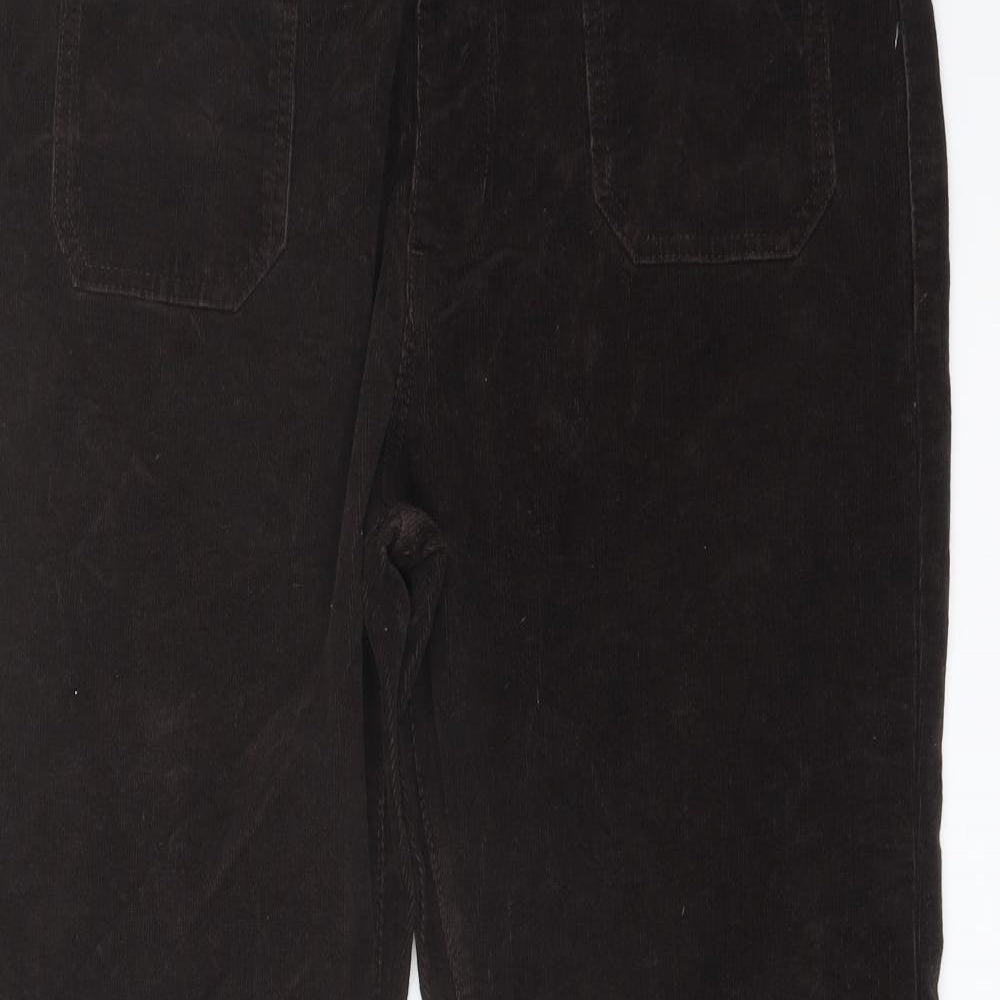 Marks and Spencer Womens Brown Cotton Trousers Size 18 L28 in Regular Button