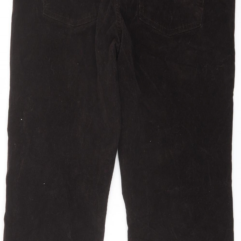 Marks and Spencer Womens Brown Cotton Trousers Size 18 L28 in Regular Button