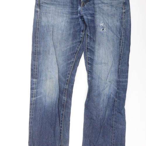 Uniqlo Mens Blue Cotton Straight Jeans Size 29 in L34 in Regular Button