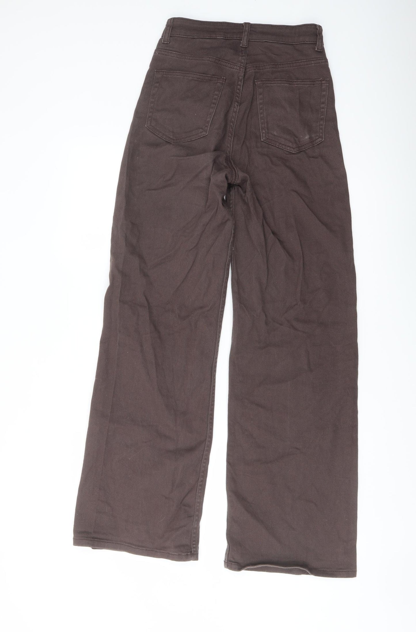 H&M Womens Brown Cotton Wide-Leg Jeans Size 6 L30 in Regular Button