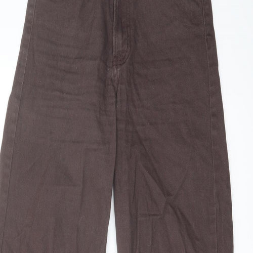 H&M Womens Brown Cotton Wide-Leg Jeans Size 6 L30 in Regular Button