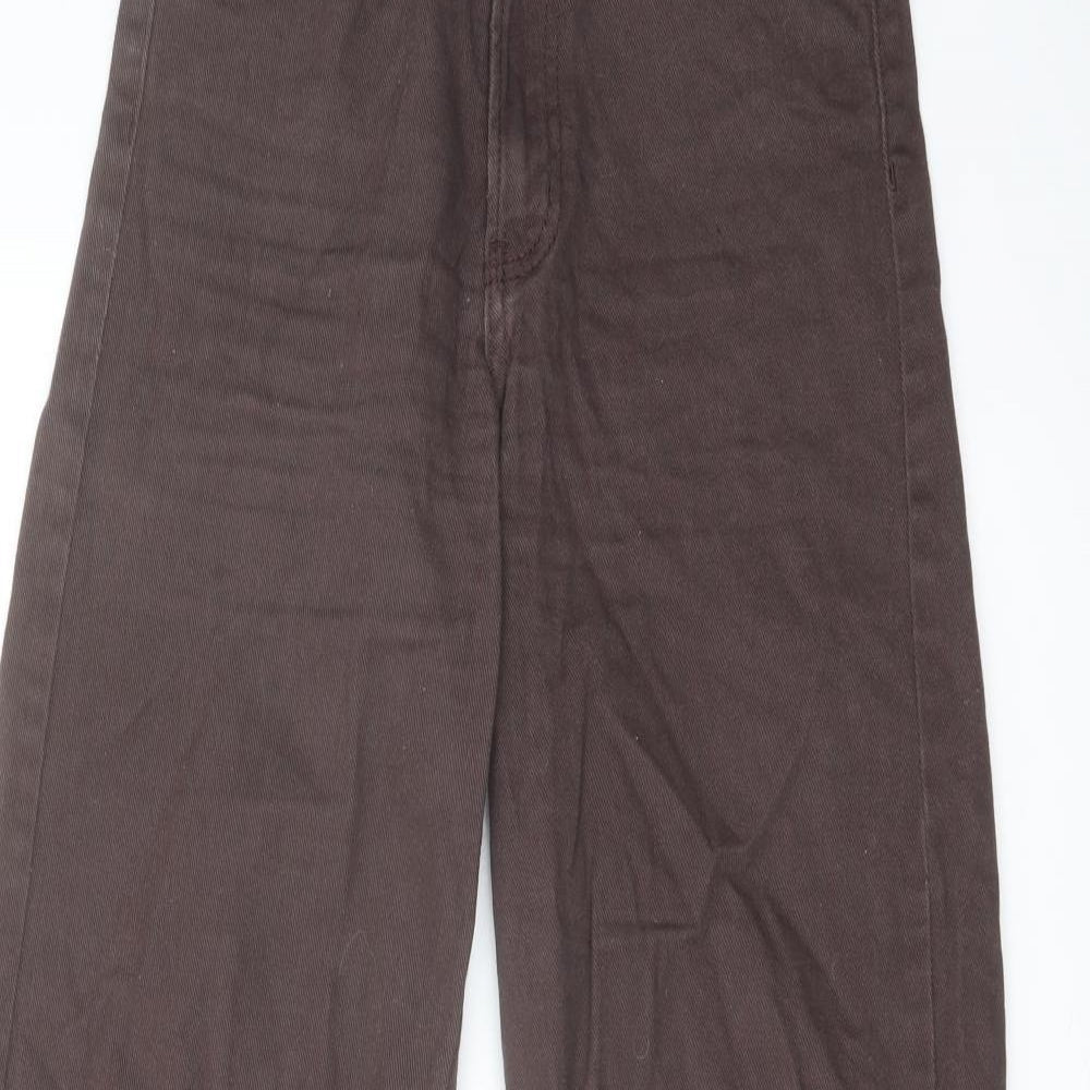 H&M Womens Brown Cotton Wide-Leg Jeans Size 6 L30 in Regular Button