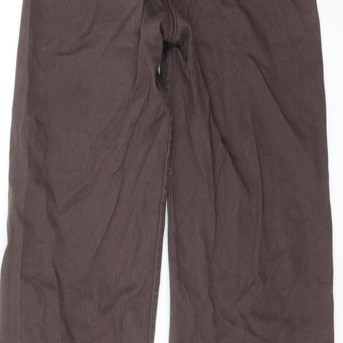 H&M Womens Brown Cotton Wide-Leg Jeans Size 6 L30 in Regular Button