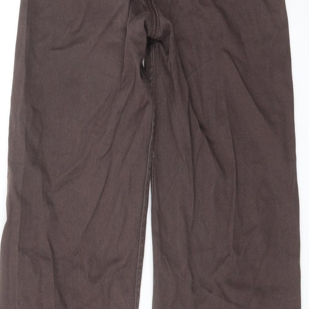 H&M Womens Brown Cotton Wide-Leg Jeans Size 6 L30 in Regular Button