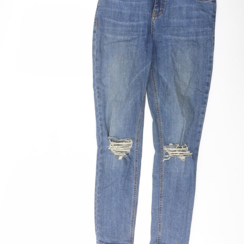 Topshop Womens Blue Cotton Skinny Jeans Size 28 in L25 in Regular Button