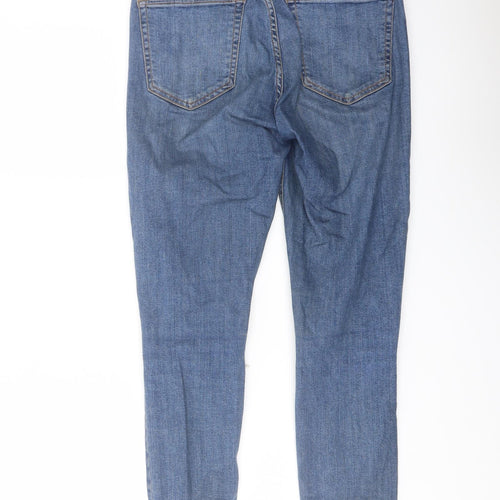Topshop Womens Blue Cotton Skinny Jeans Size 28 in L25 in Regular Button