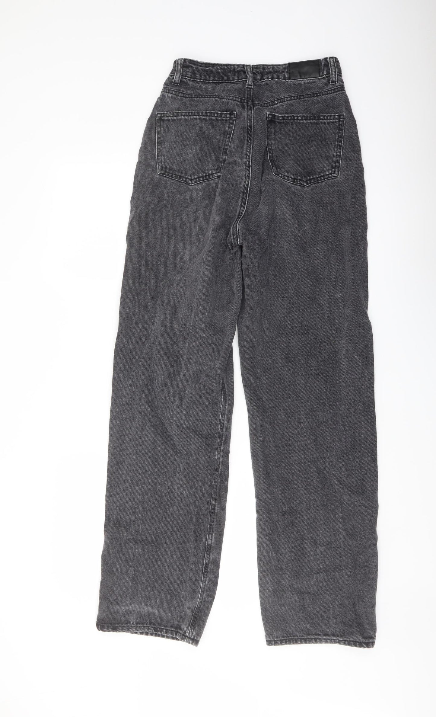Missguided Womens Grey Cotton Wide-Leg Jeans Size 8 L30 in Regular Button