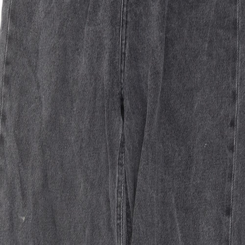 Missguided Womens Grey Cotton Wide-Leg Jeans Size 8 L30 in Regular Button