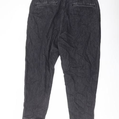 Zara Womens Grey Cotton Mom Jeans Size 14 L23 in Regular Button