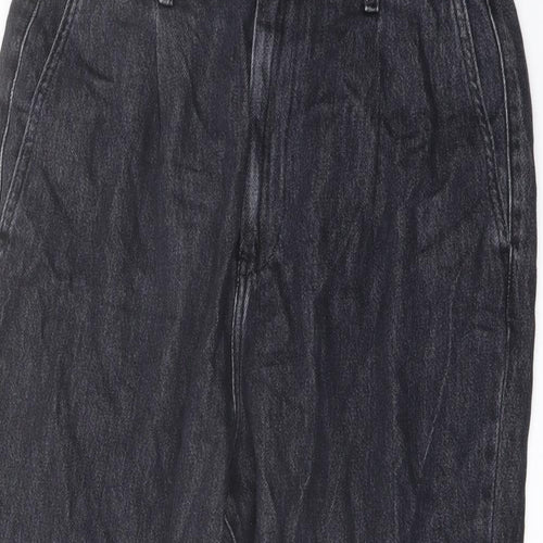 Zara Womens Grey Cotton Mom Jeans Size 14 L23 in Regular Button