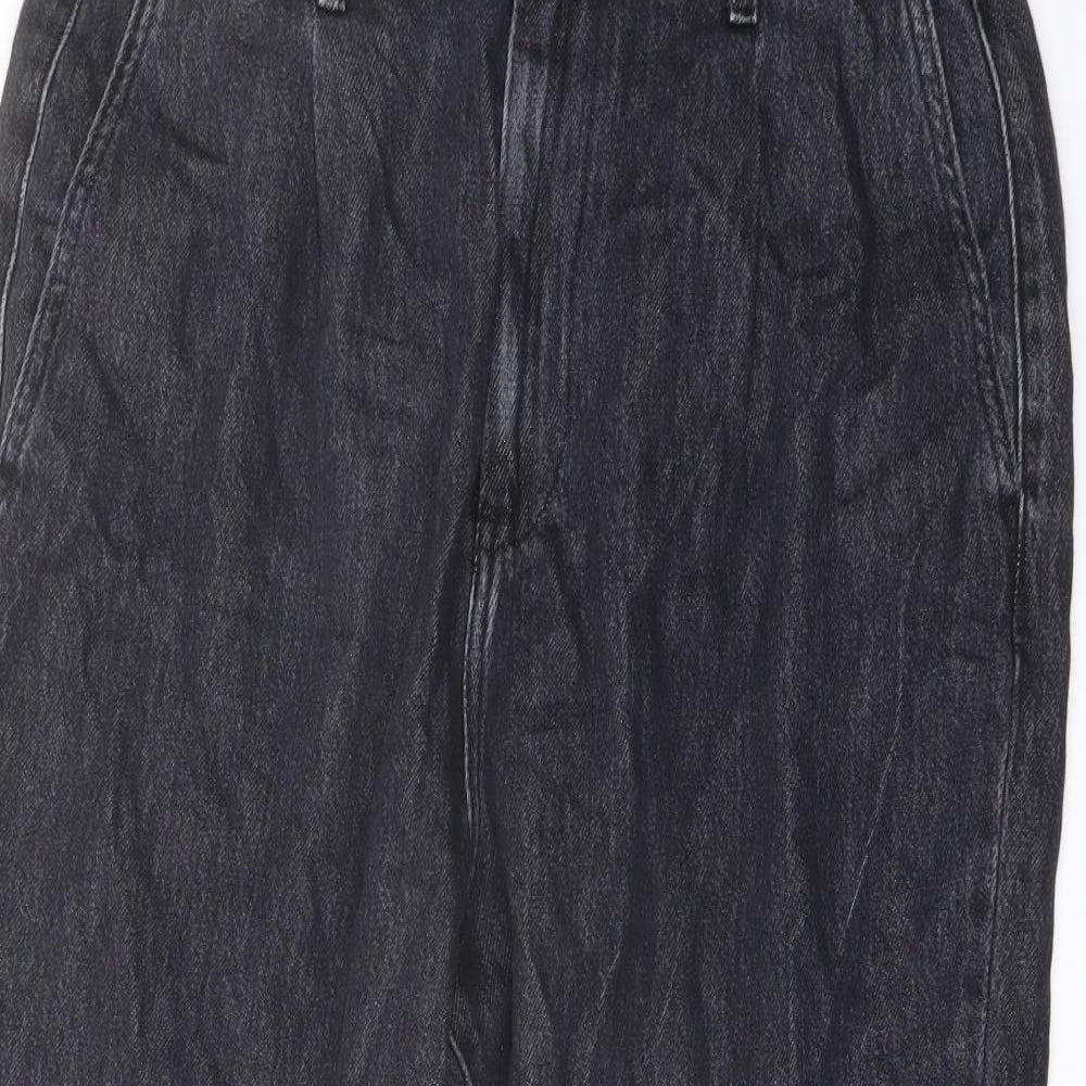 Zara Womens Grey Cotton Mom Jeans Size 14 L23 in Regular Button