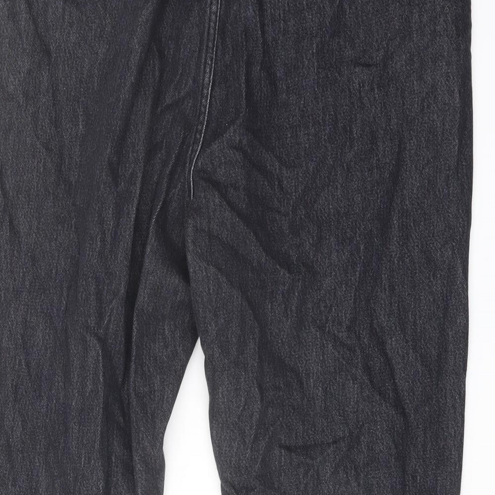 Zara Womens Grey Cotton Mom Jeans Size 14 L23 in Regular Button