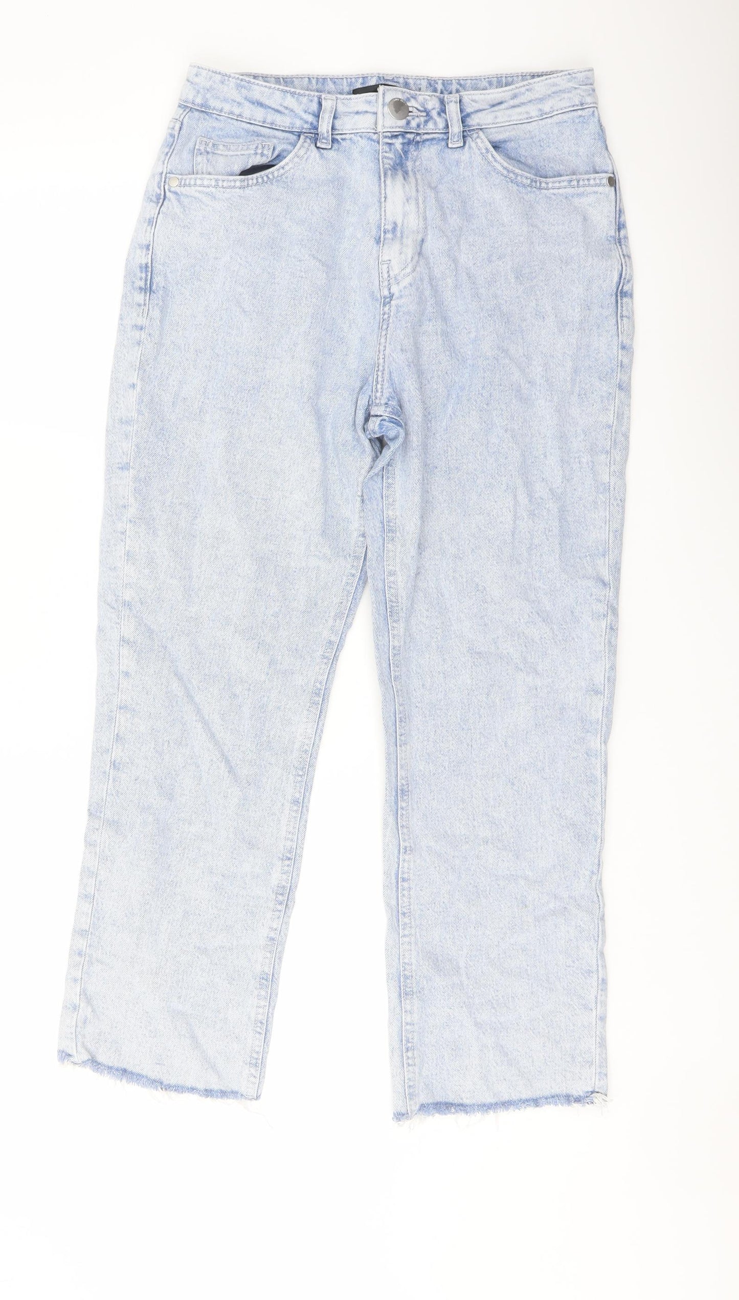 George Womens Blue Cotton Straight Jeans Size 10 L25 in Regular Button
