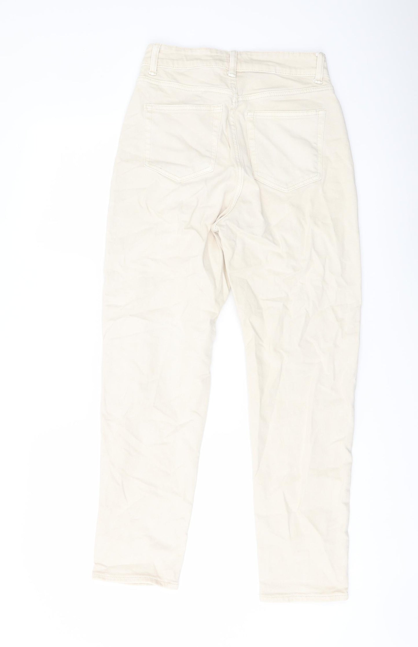 H&M Womens Beige Cotton Skinny Jeans Size 6 L26 in Regular Button