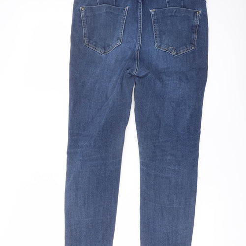 Marks and Spencer Womens Blue Cotton Skinny Jeans Size 12 L26 in Regular Button
