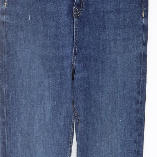 Marks and Spencer Womens Blue Cotton Skinny Jeans Size 12 L26 in Regular Button