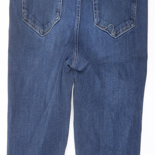 Marks and Spencer Womens Blue Cotton Skinny Jeans Size 12 L26 in Regular Button