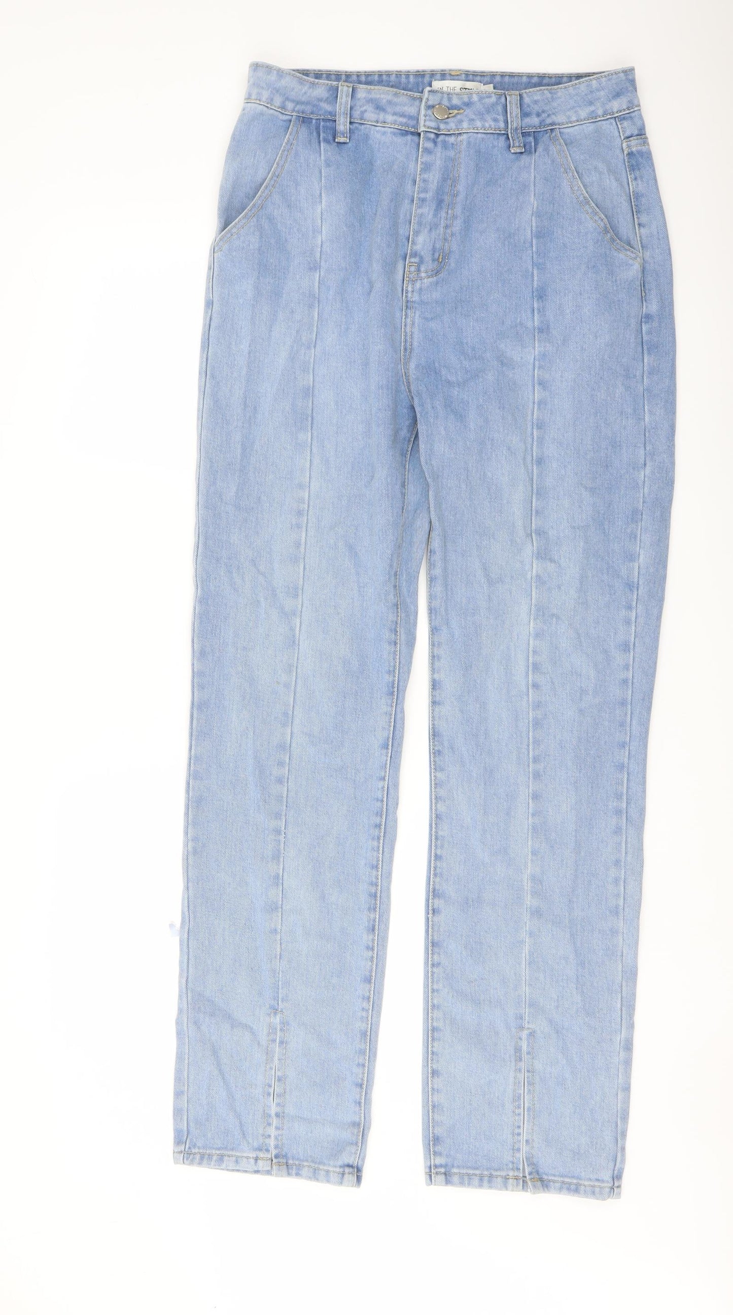 In the Style Womens Blue Cotton Mom Jeans Size 12 L31 in Regular Button