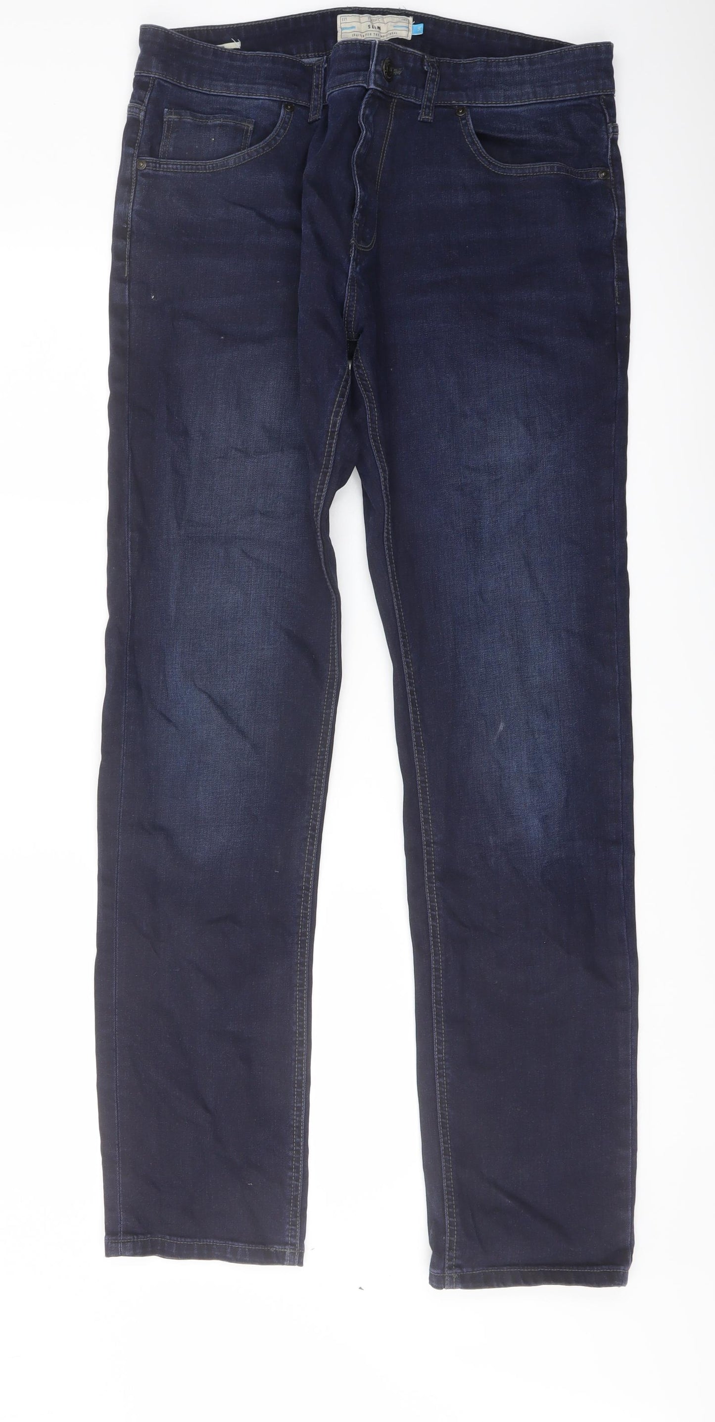 NEXT Mens Blue Cotton Straight Jeans Size 34 in L34 in Regular Button