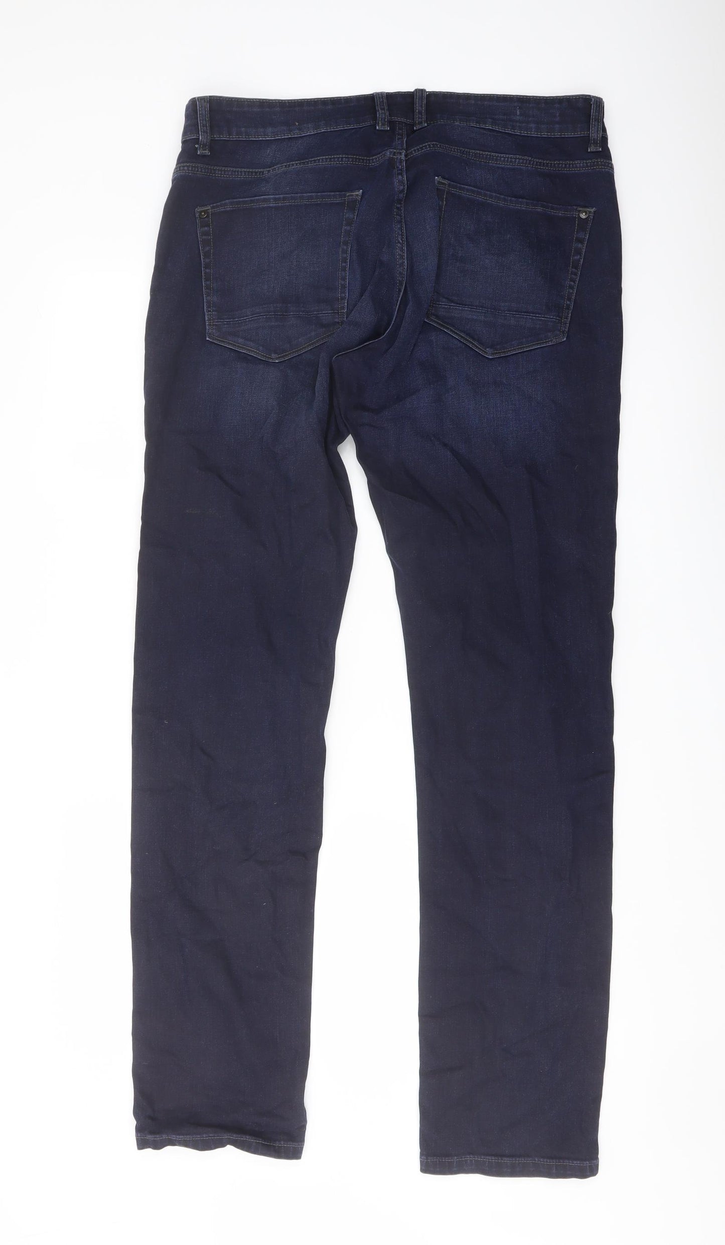 NEXT Mens Blue Cotton Straight Jeans Size 34 in L34 in Regular Button