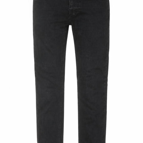 Denim & Co. Mens Black Cotton Straight Jeans Size 32 in L30 in Regular Button