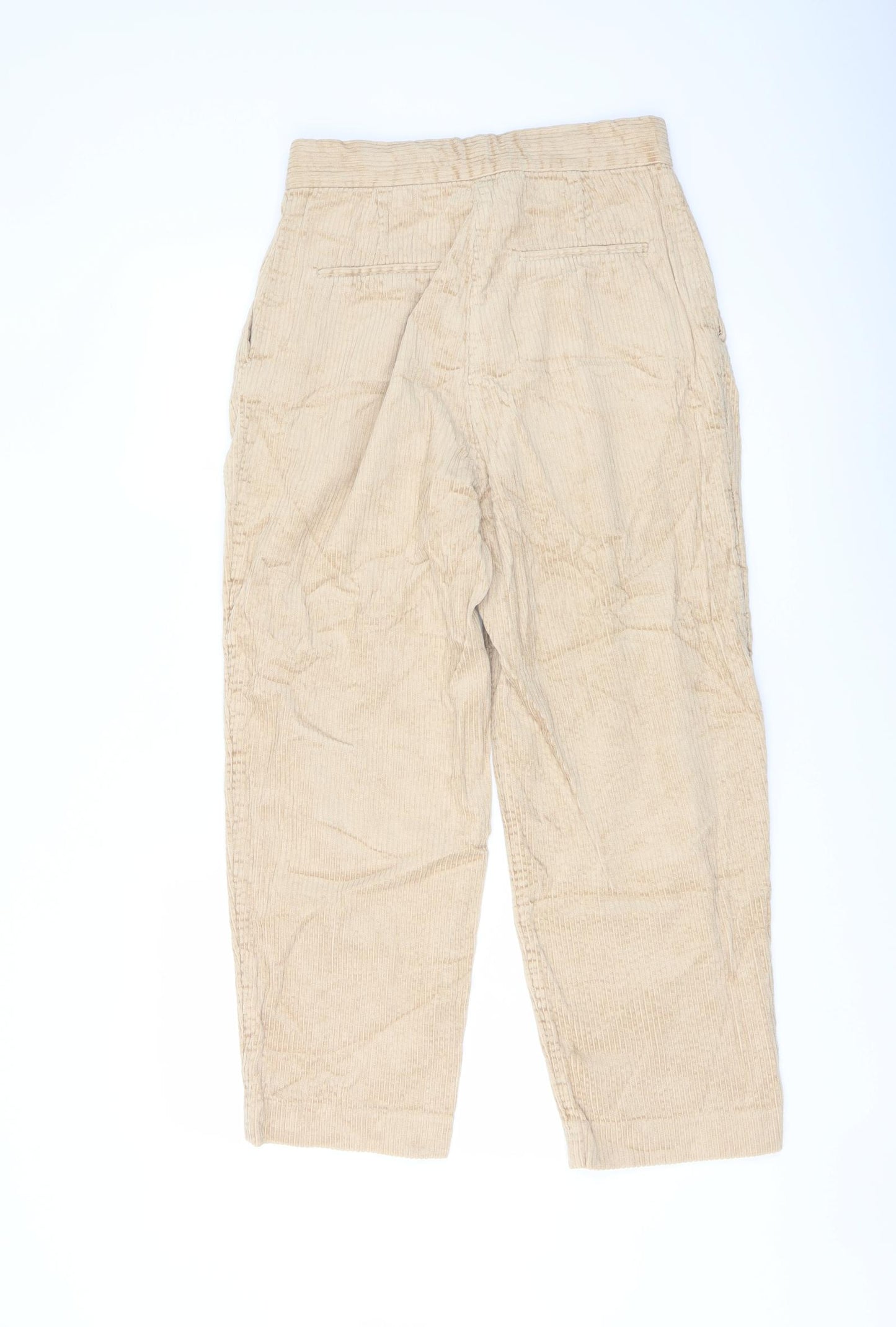H&M Womens Beige Cotton Chino Trousers Size 10 L25 in Regular Button