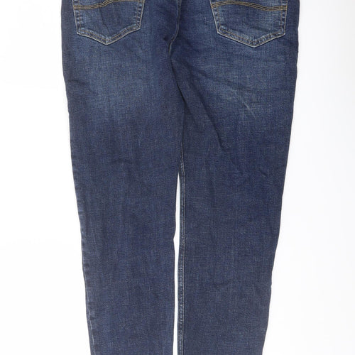 Marks and Spencer Mens Blue Cotton Skinny Jeans Size 36 in L29 in Regular Button