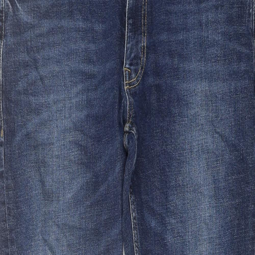 Marks and Spencer Mens Blue Cotton Skinny Jeans Size 36 in L29 in Regular Button