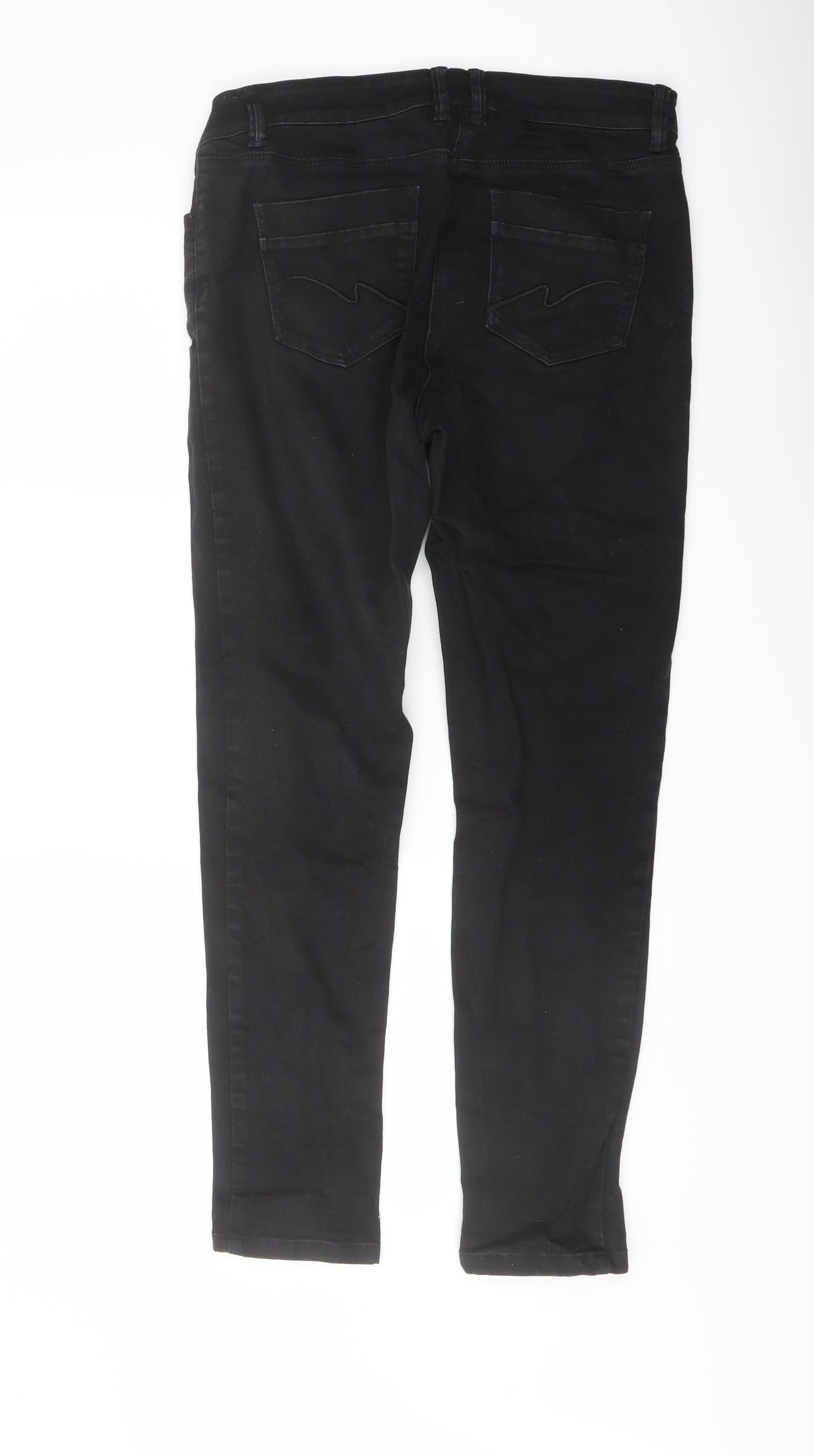 NEXT Womens Black Cotton Skinny Jeans Size 12 L28 in Regular Button