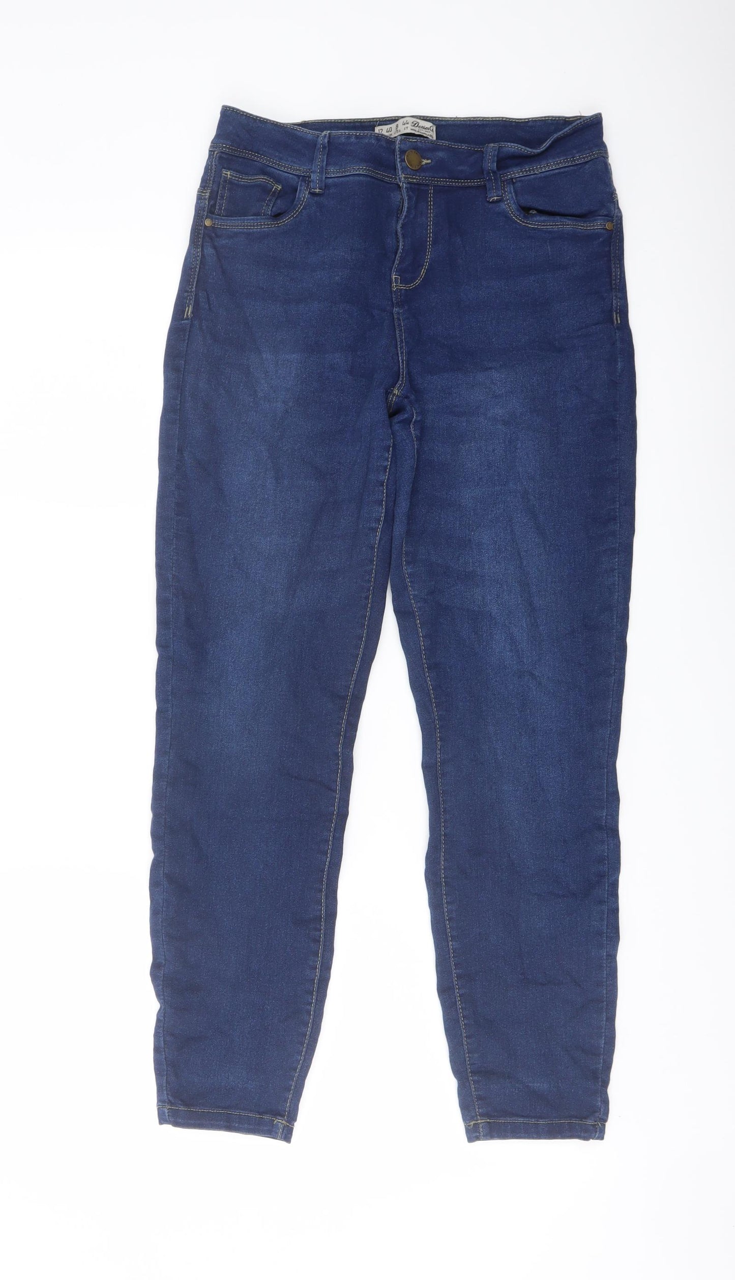 Denim & Co. Womens Blue Cotton Jegging Jeans Size 12 L26 in Regular Button