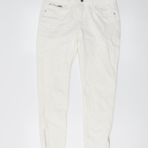 Marks and Spencer Womens Ivory Cotton Skinny Jeans Size 10 L26 in Regular Button
