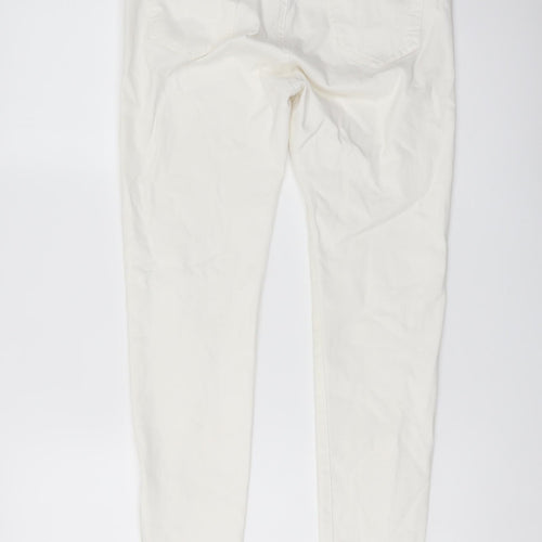Marks and Spencer Womens Ivory Cotton Skinny Jeans Size 10 L26 in Regular Button