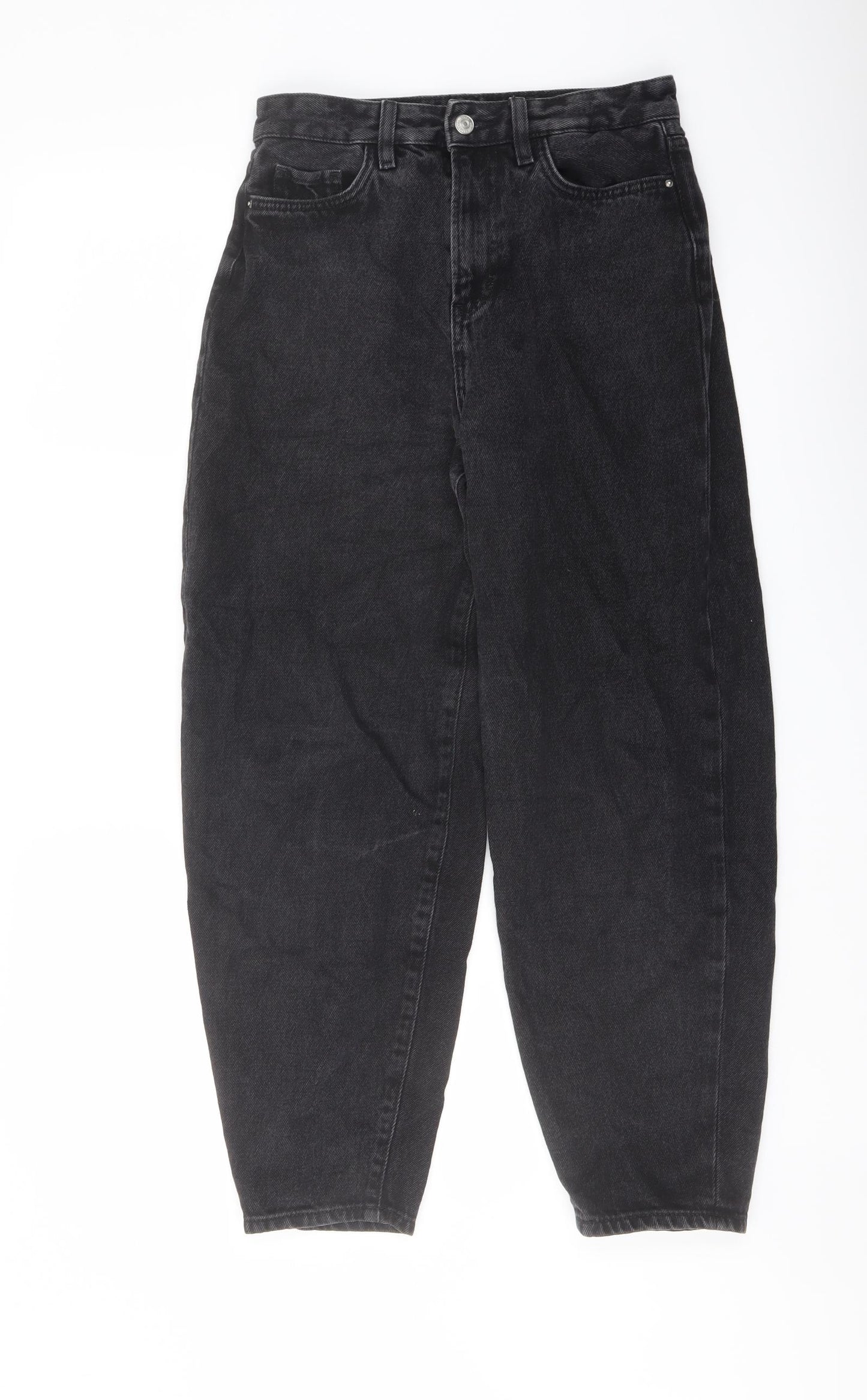 F&F Womens Black Cotton Mom Jeans Size 6 L26 in Regular Button