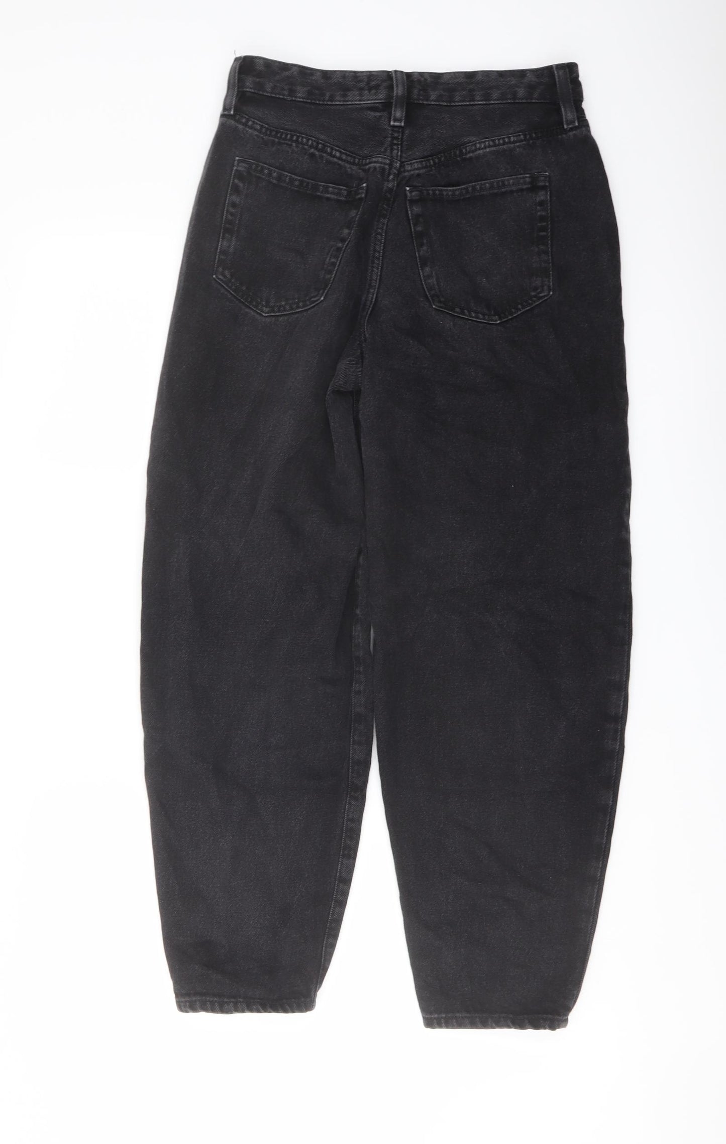 F&F Womens Black Cotton Mom Jeans Size 6 L26 in Regular Button