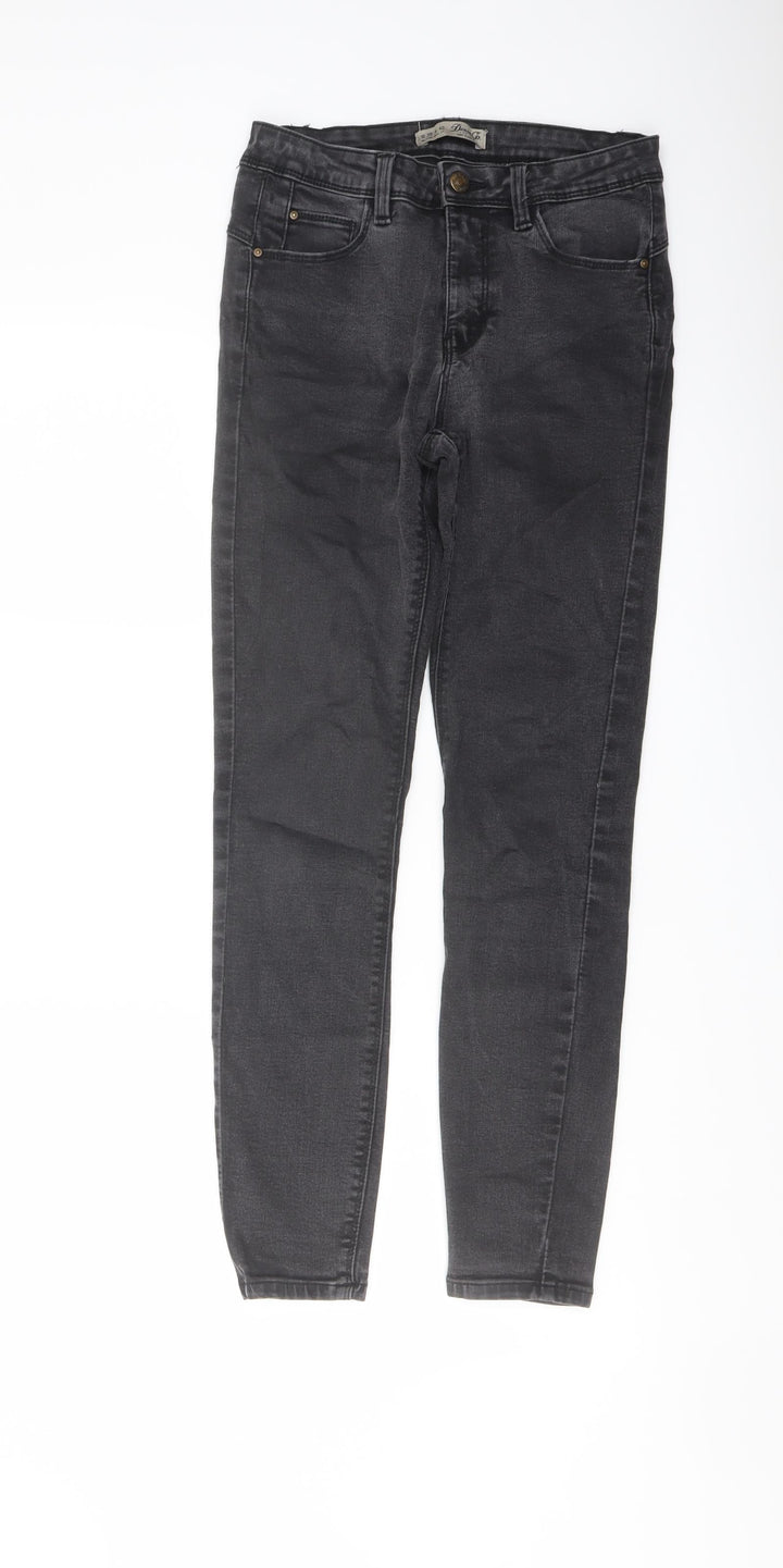 Denim & Co. Womens Grey Cotton Skinny Jeans Size 10 L27 in Regular Button