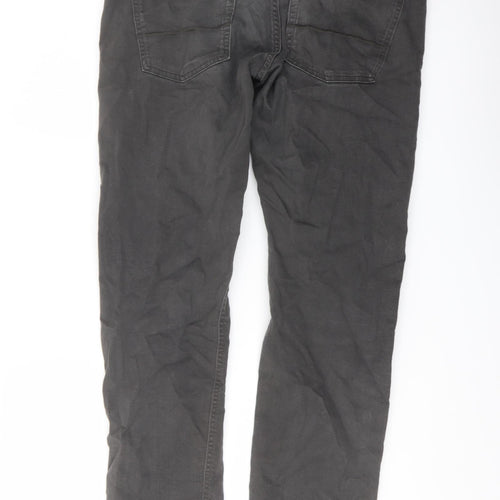 Marks and Spencer Mens Grey Cotton Straight Jeans Size 36 in L31 in Slim Button