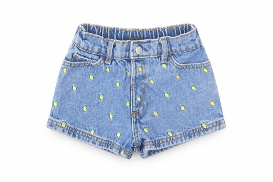 Denim & Co. Girls Blue Geometric Cotton Cut-Off Shorts Size 2-3 Years Regular Snap
