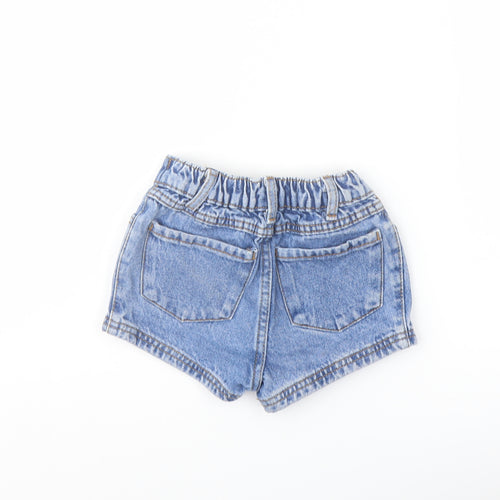 Denim & Co. Girls Blue Geometric Cotton Cut-Off Shorts Size 2-3 Years Regular Snap