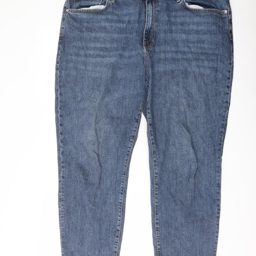 Mango Womens Blue Cotton Mom Jeans Size 24 L26 in Regular Button