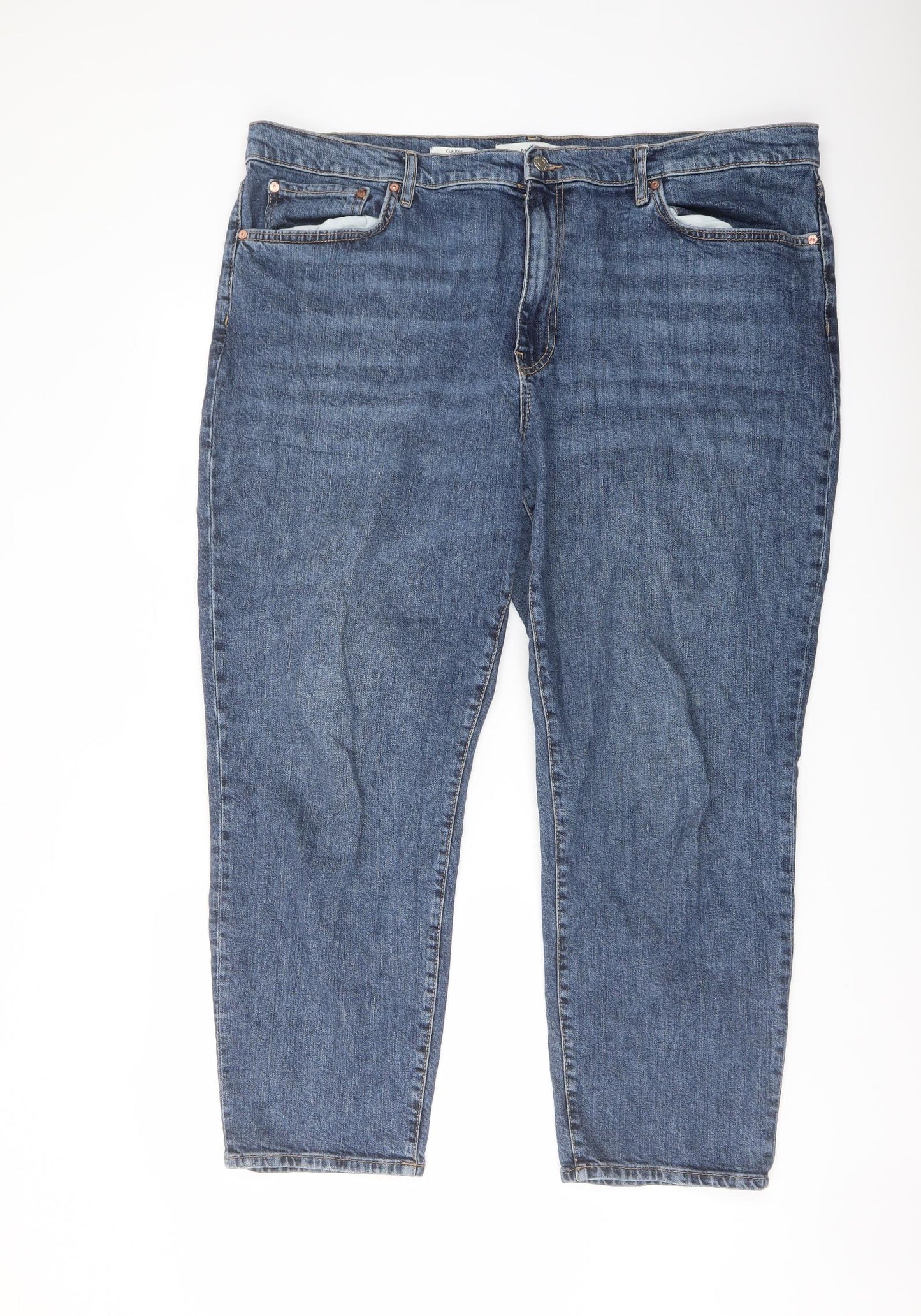 Mango Womens Blue Cotton Mom Jeans Size 24 L26 in Regular Button