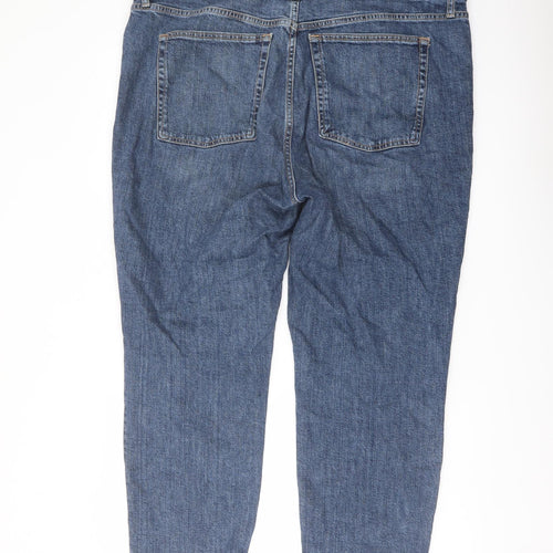 Mango Womens Blue Cotton Mom Jeans Size 24 L26 in Regular Button