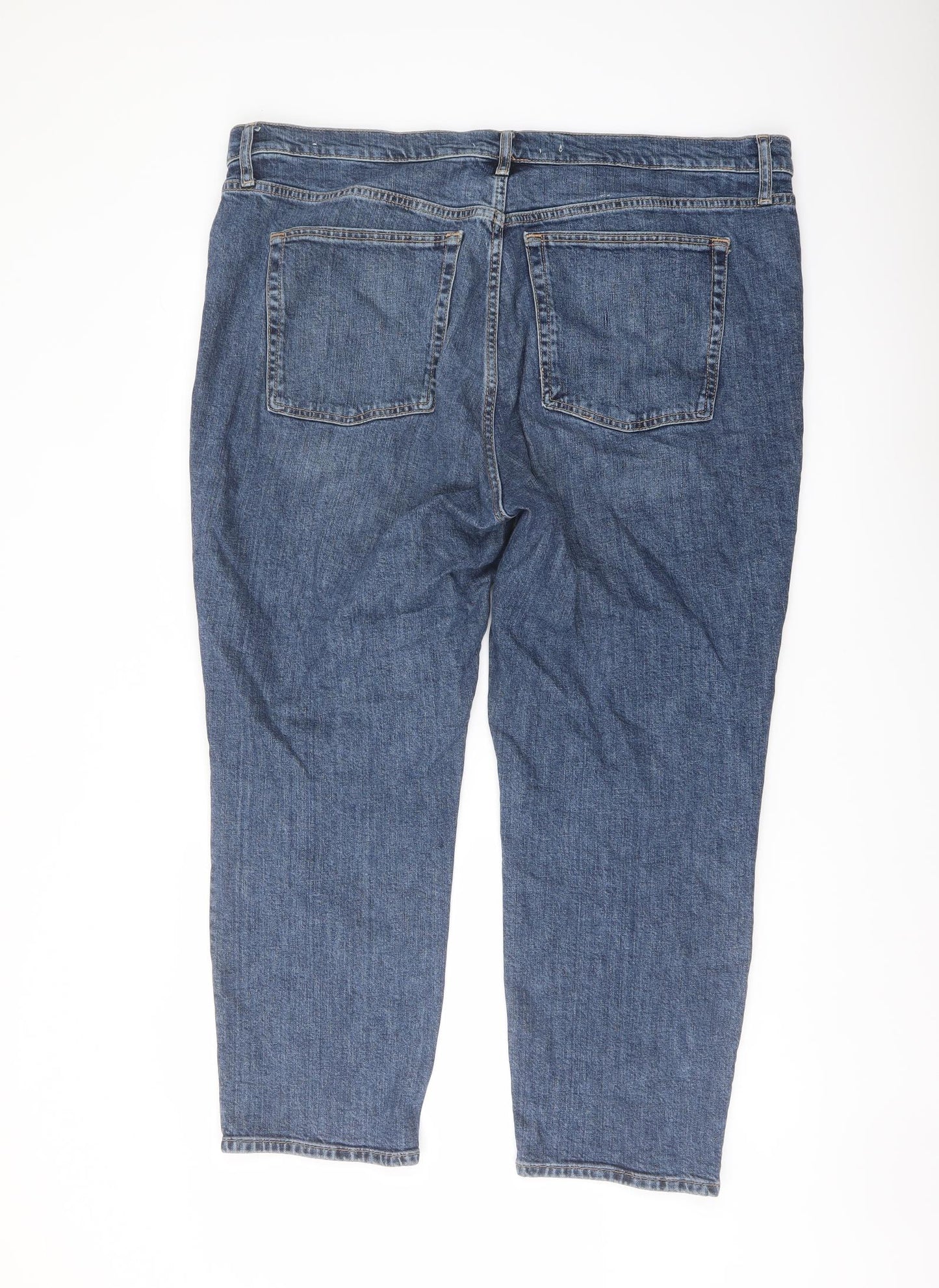 Mango Womens Blue Cotton Mom Jeans Size 24 L26 in Regular Button
