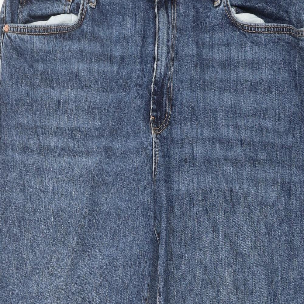 Mango Womens Blue Cotton Mom Jeans Size 24 L26 in Regular Button