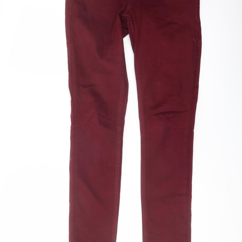 Topshop Womens Red Cotton Straight Jeans Size 26 in L30 in Regular Button