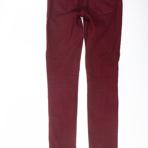 Topshop Womens Red Cotton Straight Jeans Size 26 in L30 in Regular Button