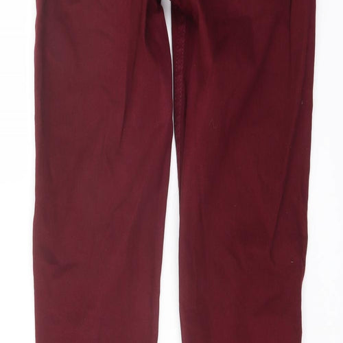 Topshop Womens Red Cotton Straight Jeans Size 26 in L30 in Regular Button