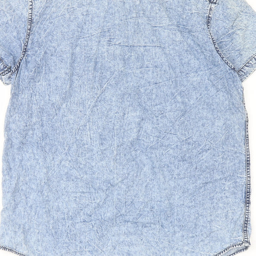 Cedar Wood State Mens Blue Cotton Button-Up Size L Collared Button