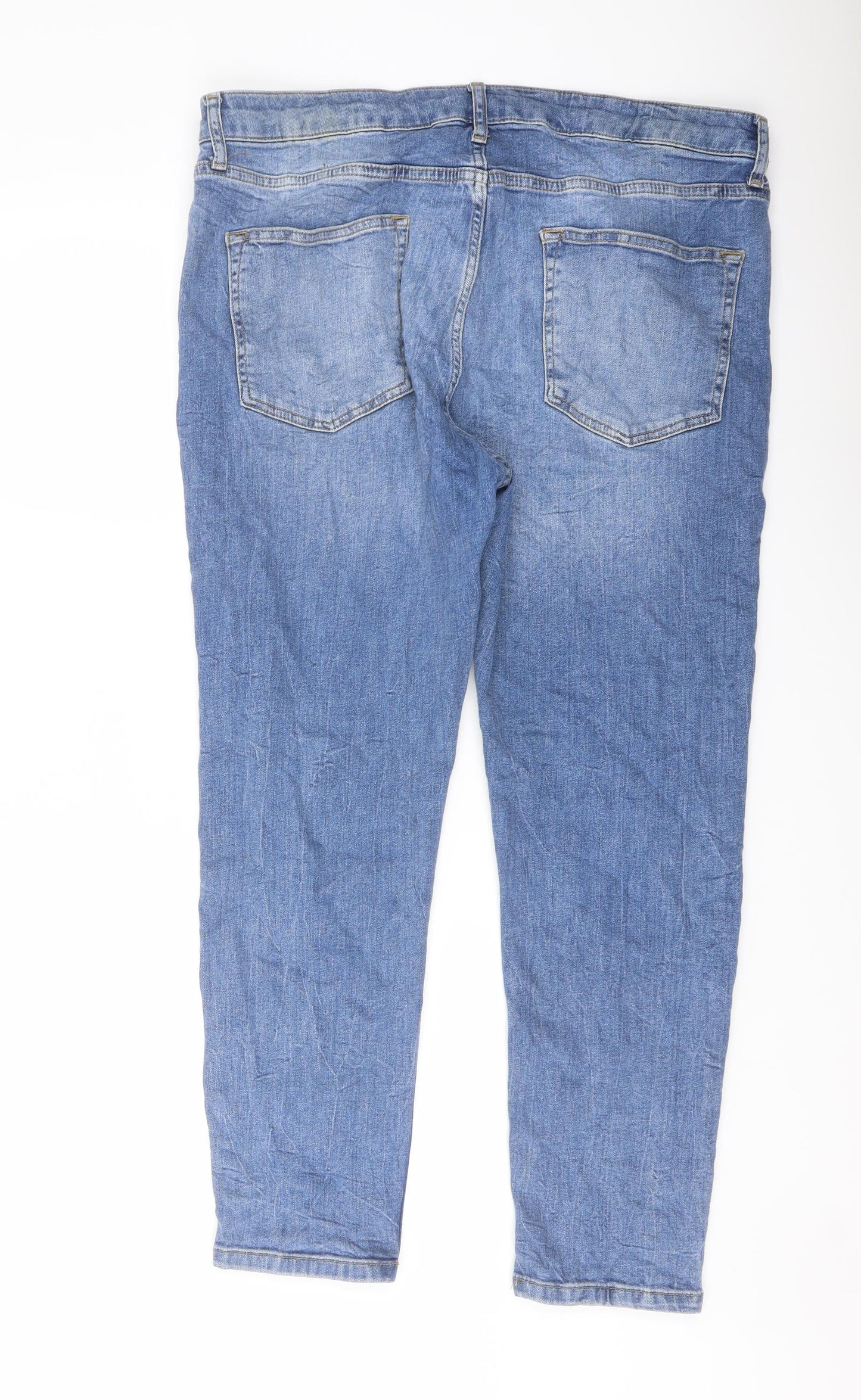 Topman Mens Blue Cotton Skinny Jeans Size 36 in L30 in Regular Button
