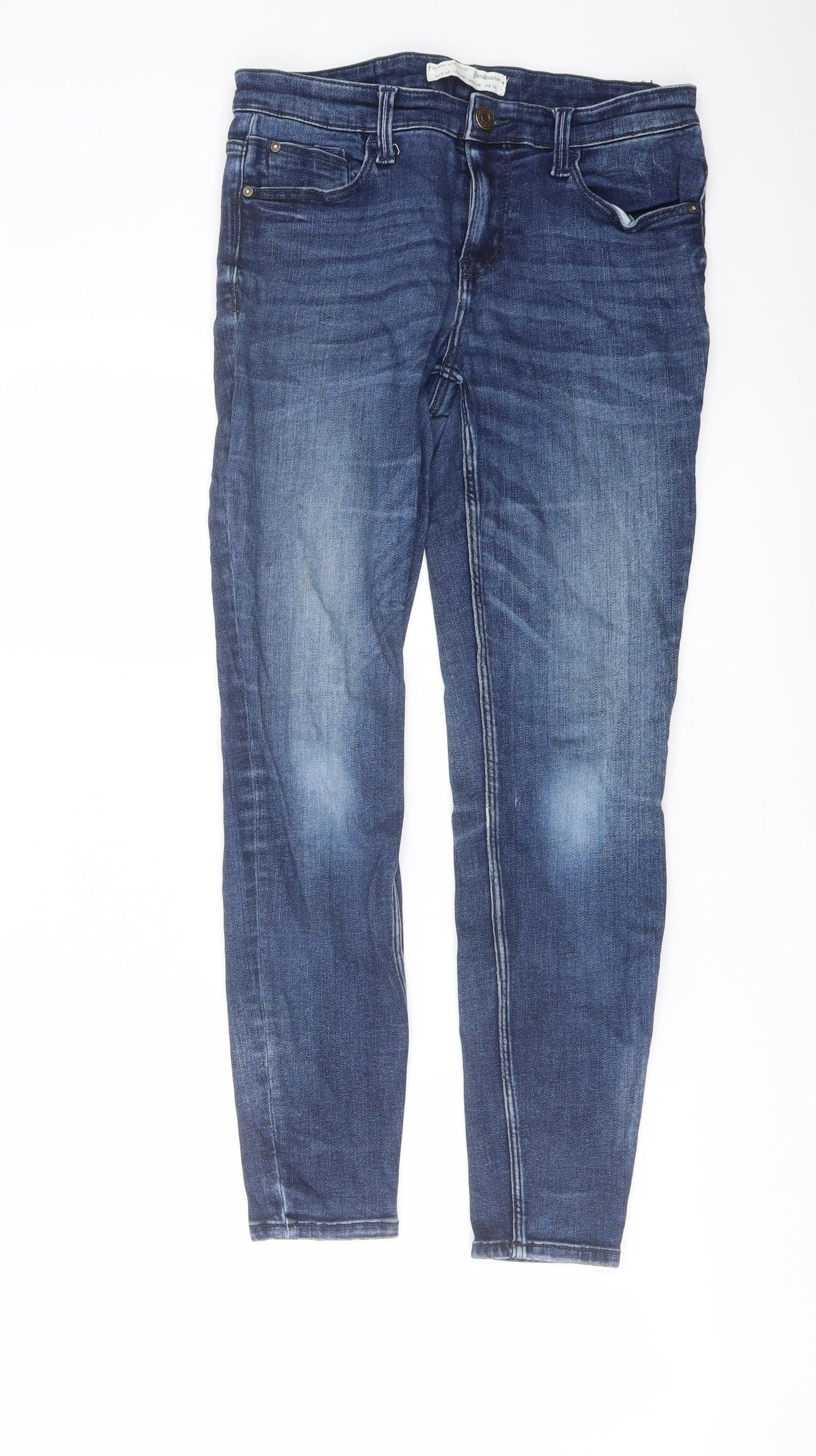 Stradivarius Womens Blue Cotton Skinny Jeans Size 10 L27 in Regular Button