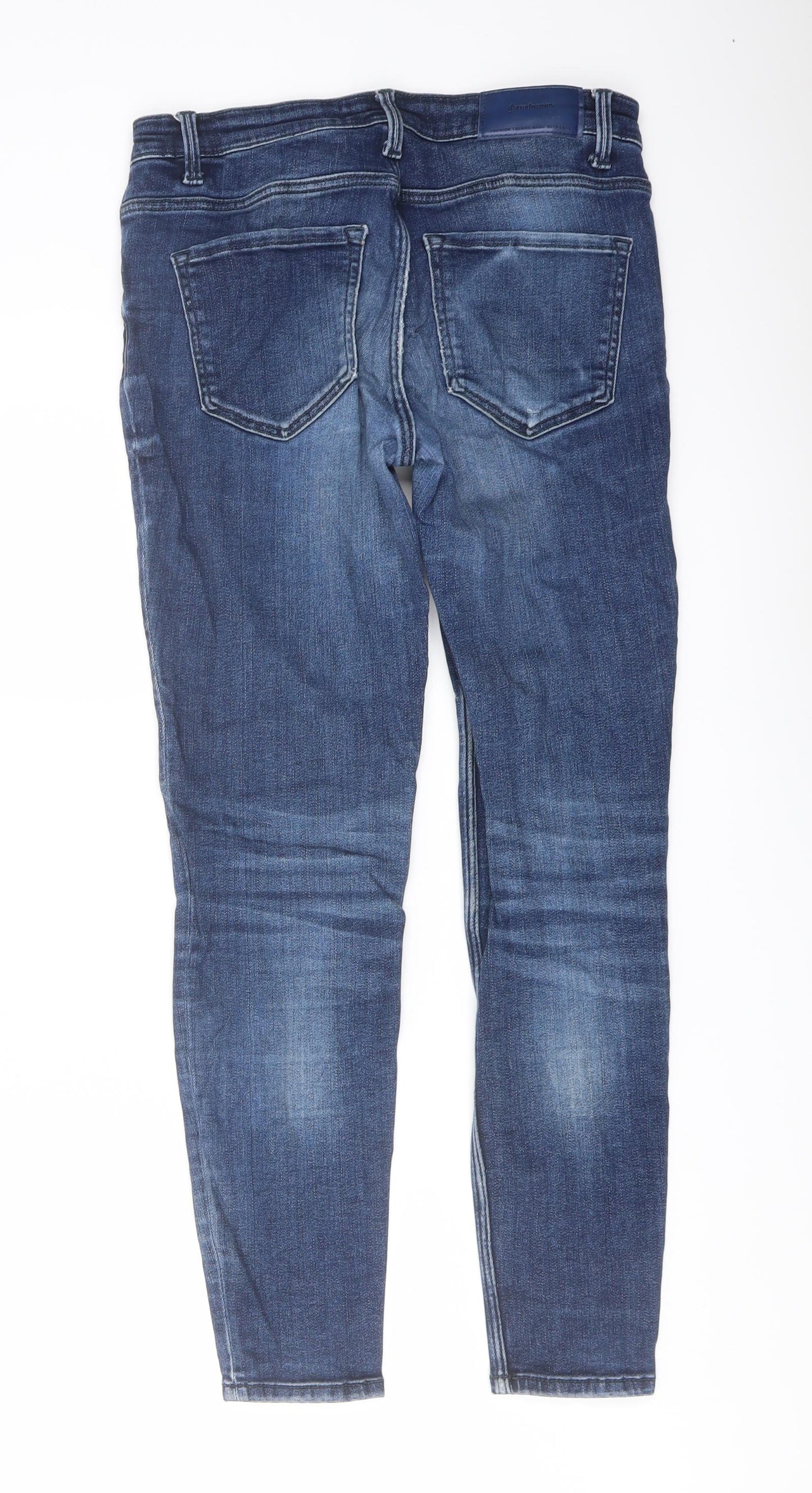 Stradivarius Womens Blue Cotton Skinny Jeans Size 10 L27 in Regular Button